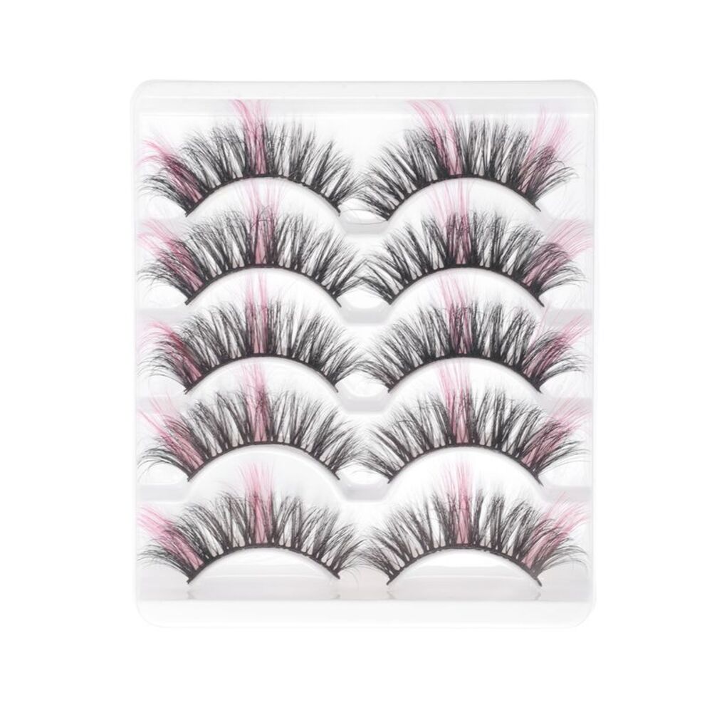 3D Mix Color False Eyelashes Pink 5 Pair